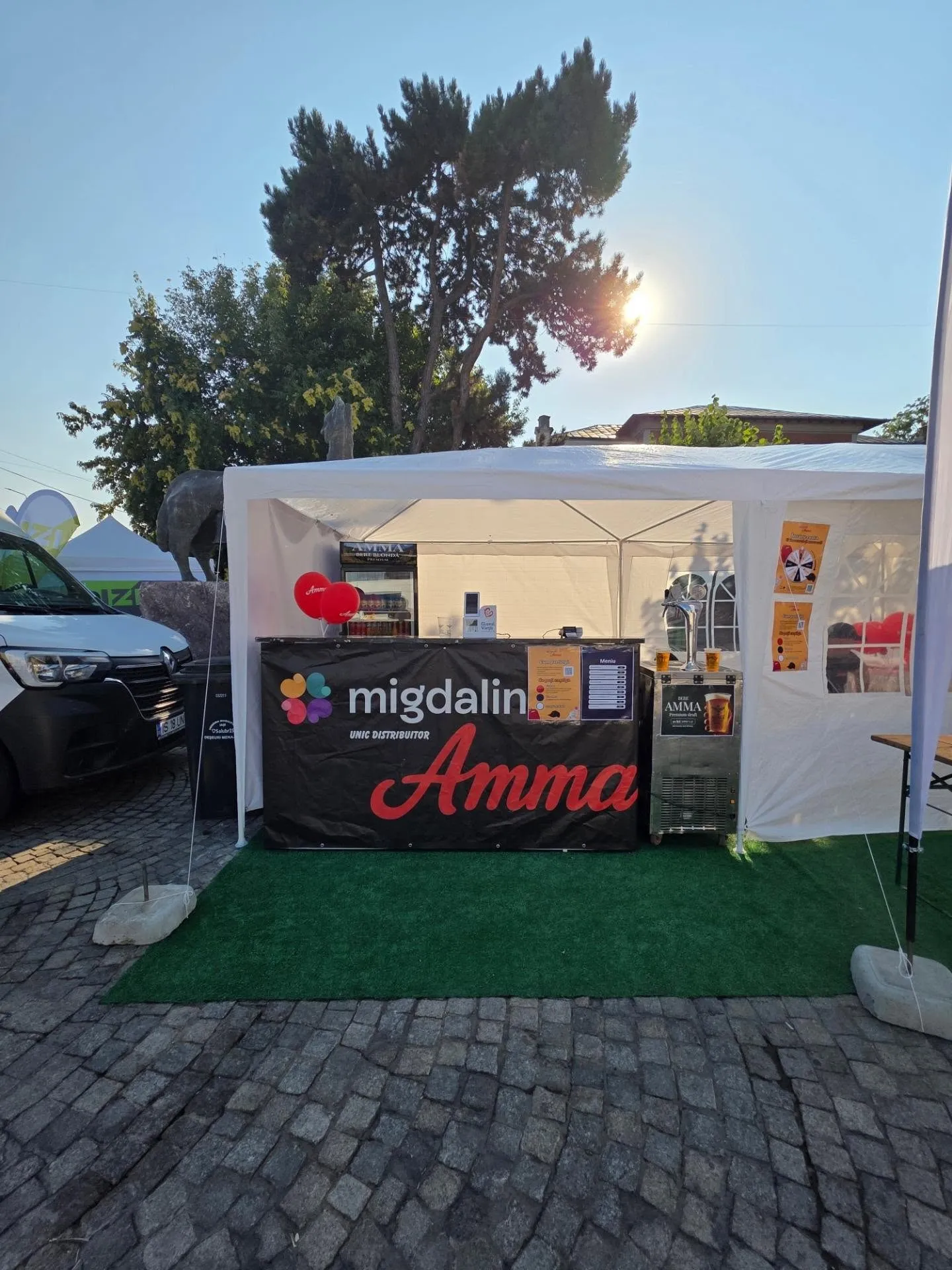 Cortul Migdalin și Amma de pe pietonal, cu covor verde în față