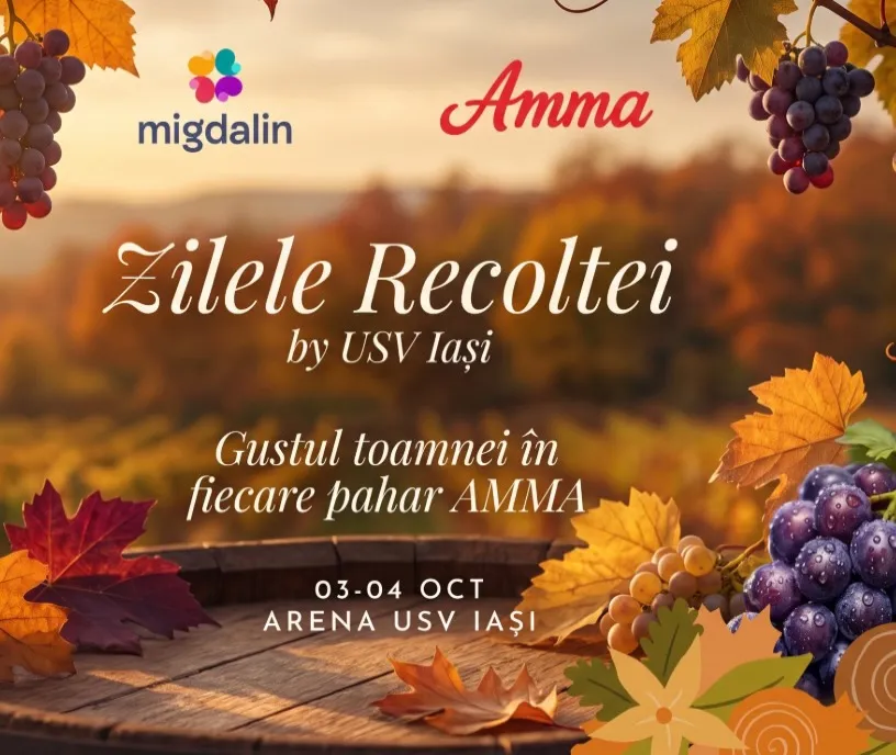 Afișul Zilele Recoltei by USV Iași, 3–4 octombrie, Arena USV, cu Migdalin și Amma
